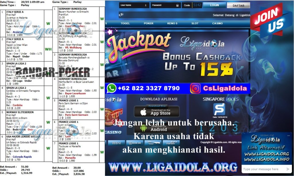 Jackpot Parlay Di LigaIdola