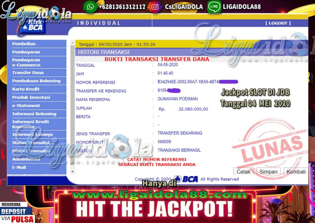 Jackpot Bermain Slot di LIGA IDOLA 04 MEI 2020