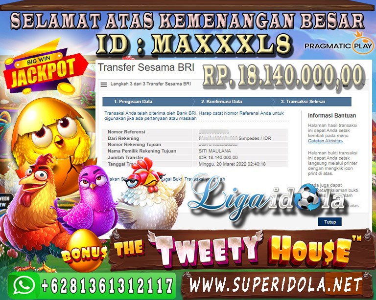 JACKPOT DI GAME THE TWEETY HOUSE 20 MARET 2022
