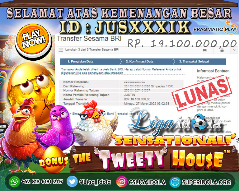 JACKPOT DI GAME THE TWEETY HOUSE 27 MARET 2022