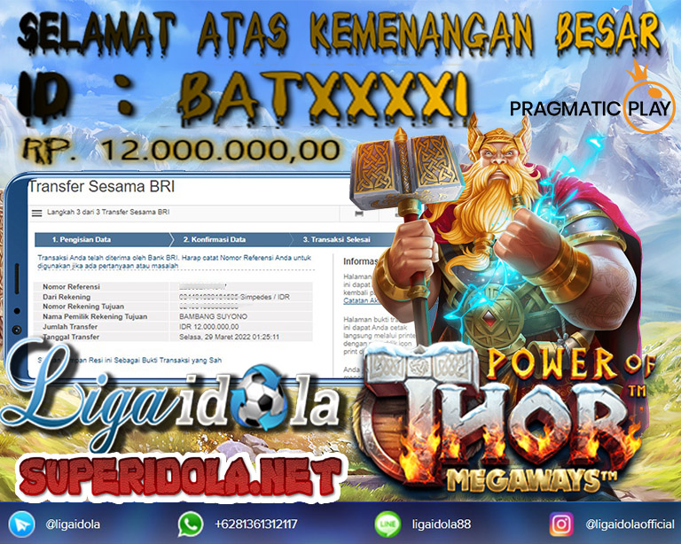 JACKPOT DI GAME POWER OF THOR 29 MARET 2022