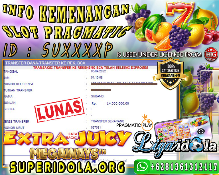 JACKPOT DI GAME EXTRA JUICY MEGAWAYS 06 APRIL 2022